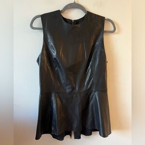 SKAIST TAYLOR Black 100% Lambs Leather Sleeveless Peplum Top size 4